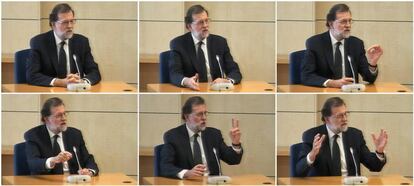 Rajoy during his witness statement in the High Court today.