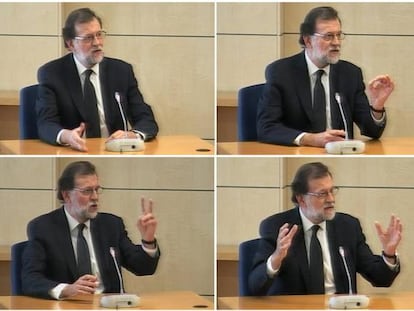 Rajoy during his witness statement in the High Court today.