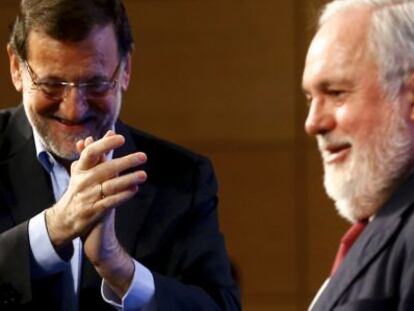 Mariano Rajoy en un acto con Arias Ca&ntilde;ete en Toledo.
 