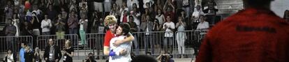 Rublev celebra su victoria contra Andújar en el último duelo.