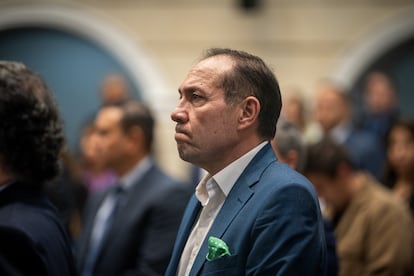 Ministro de trabajo Antonio Sanguino durante debate de la consulta popular en el senado de la república en Bogotá (Colombia), el 13 de mayo del 2025. El Senado abre debate sobre las consulta popular propuesta por el gobierno de Gustavo Petro