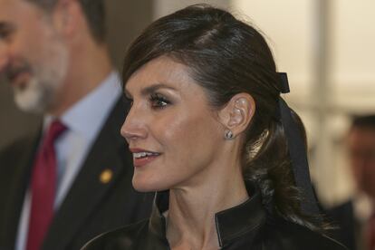 La reina Letizia durante la inauguración de la feria Arco en Madrid.