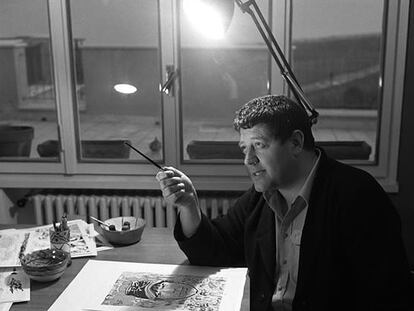Hugo Pratt, en una de las fotos expuestas en la casa museo.