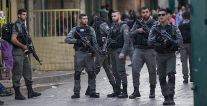 Despliegue de la polic&iacute;a israel&iacute; en la Ciudad Antigua de Jerusal&eacute;n.