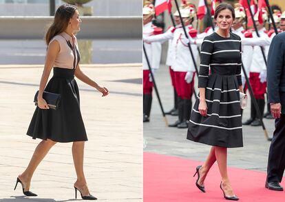La reina Letizia es, desde hace tiempo, otra conversa de este calzado. Sus zapatos transparentes llevan meses acaparando titulares y convirtiéndose en uno de los elementos más rompedores de sus looks.