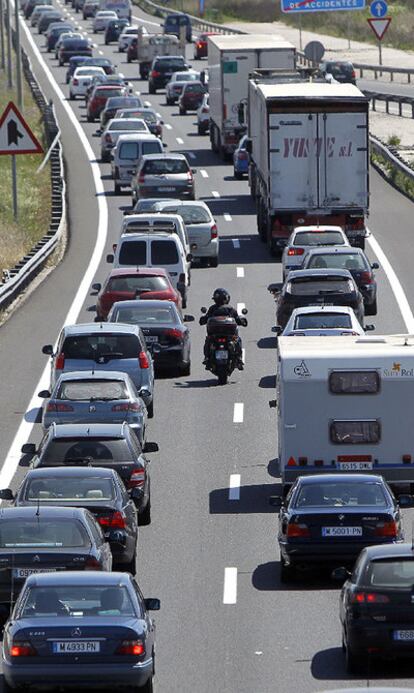 Operación salida el viernes pasado a primera hora de la tarde en la A-3 en Rivas Vaciamadrid.