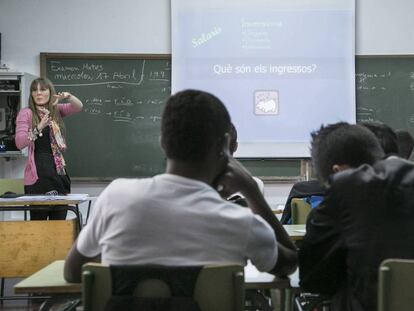 Alumnos en un instituto catalán. 