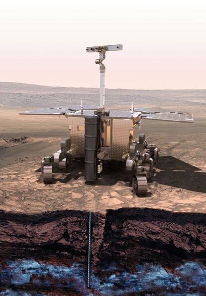 Ilustración del vehículo de la futura misión ExoMars, de la Agencia Europea del Espacio (ESA).