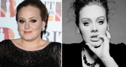 Imatge d'Adele el 2011 i el 2014.