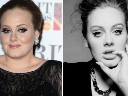 Imatge d'Adele el 2011 i el 2014.