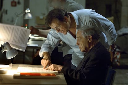 Patrice Chéreau y Pierre Boulez en 2007, trabajando en la dirección de la ópera 'Desde la casa de los muertos', de Leos Janécek.