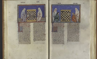 El libro 'Juegos diversos de axedrez, dados y tablas' (1283), escrito por Alfonso X el Sabio, que se conserva en la Real Biblioteca de El Escorial 