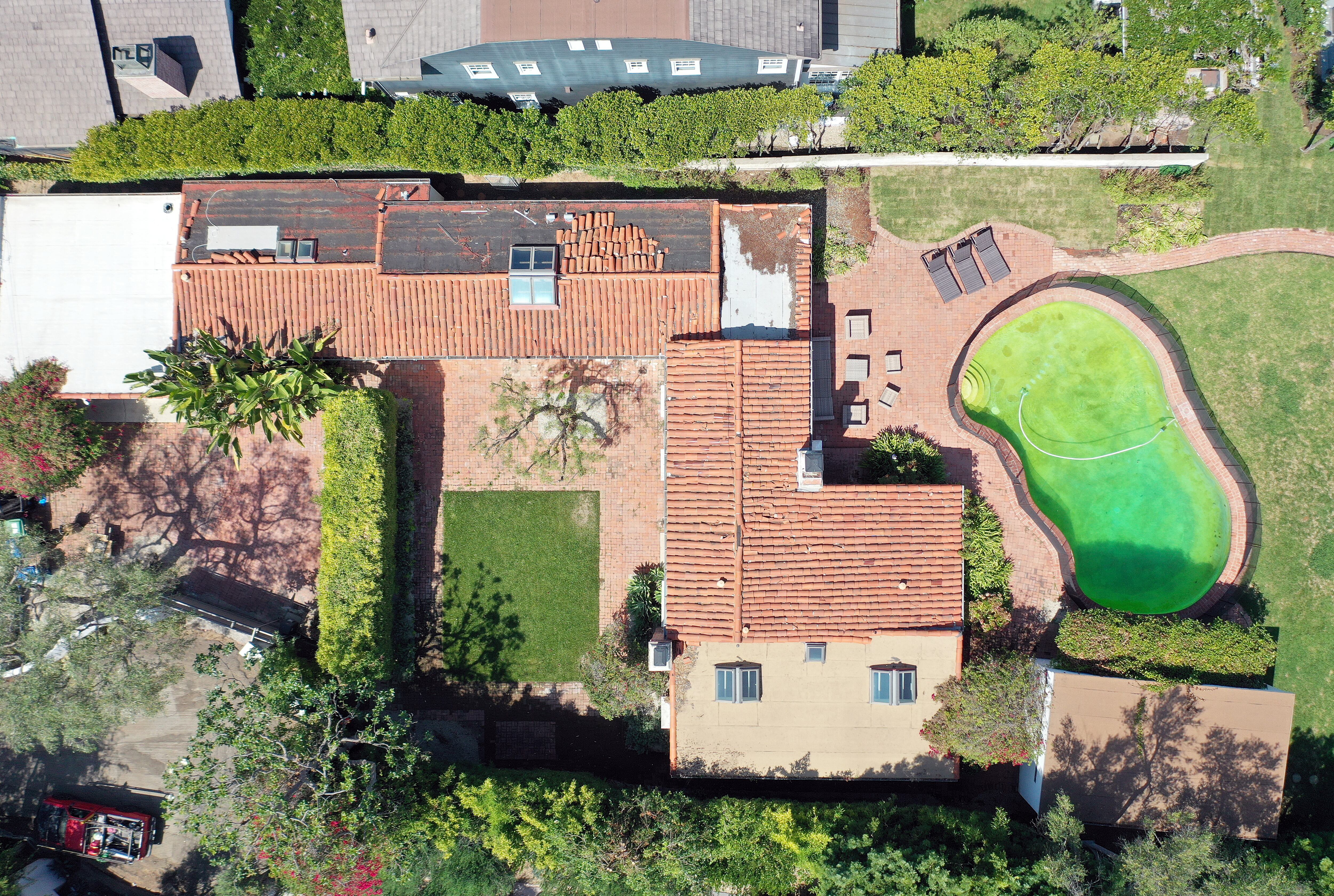 Una vista aérea de la casa de Marilyn Monroe en Brentwood, en Los Ángeles.