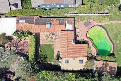 Una vista aérea de la casa de Marilyn Monroe en Brentwood, Los Ángeles, California.