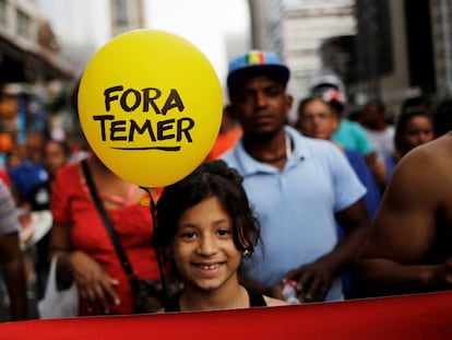 Protesto na avenida Paulista contra Temer no domingo.