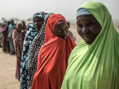 Mulheres no campo de refugiados de Muna Garage, no Estado de Borno (Nigéria).