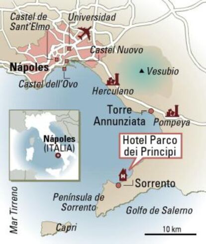 Mapa de la Península de Sorrento, en Italia.