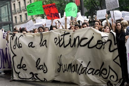 Manifestación de estudiantes de Humanidades esta semana en Madrid.