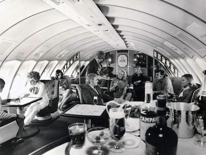 Primera clase en un Boeing 747, en 1971.