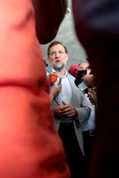 Rajoy, tras la reunión del PP ayer en Algeciras.