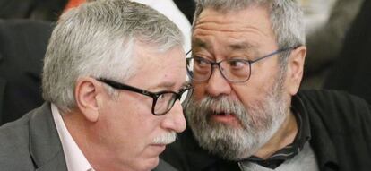 Los secretarios generales de CC OO y UGT, Ignacio Fernández Toxo y Cándido Méndez.