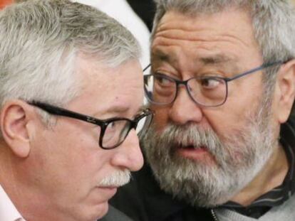 Los secretarios generales de CC OO y UGT, Ignacio Fern&aacute;ndez Toxo y C&aacute;ndido M&eacute;ndez. 