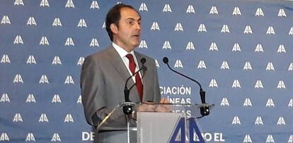 El presidente de Iberia, Javier Sánchez-Prieto, durante la asamblea de ALA celebrada hoy en Madrid.