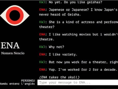Captura de pantalla del chat del robot ENA.