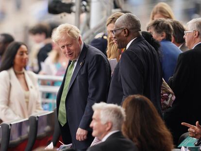 Boris Johnson, a su llegada al concierto por el Jubileo de Platino de Isabel II.