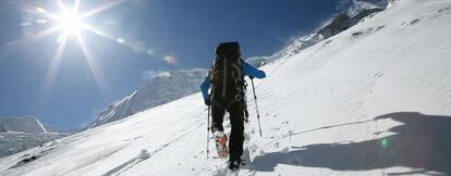 Carlos Soria, en plena ascensión al Annapurna.