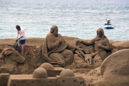 Belén de Arena de la playa de Las Canteras, en Gran Canaria.