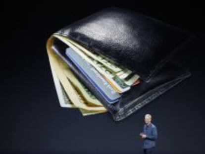 Tim Cook, durante la presentaci&oacute;n de Apple Pay, este martes.