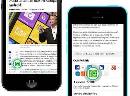 Botón para compartir noticias a través de WhatsApp.