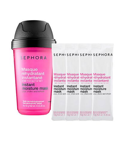 Sephora nos propone un innovador tratamiento para pieles deshidratadas. Solo hay que mezclar en contenido del paquete con agua, agitar y después apllicar en la piel. Los resultados son inmediatos. (14 euros aprox.)