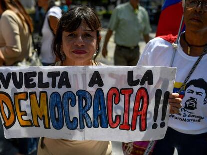 Una manifestación opositora, en la plaza Bolívar de Caracas.