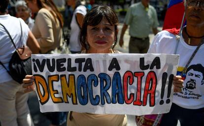 Una manifestación opositora, en la plaza Bolívar de Caracas.