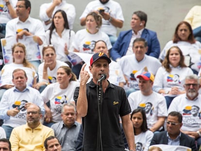 Henrique Capriles durante uma solenidade em Caracas.