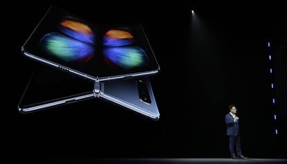 El presidente la compañía, Dong-Jin Koh, en la presentación del Galaxy Fold, que tuvo lugar en febrero