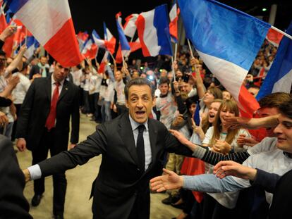 El expresidente francés Nicolas Sarkozy en Dijon durante un mitin en la campaña presidencial de 2012.