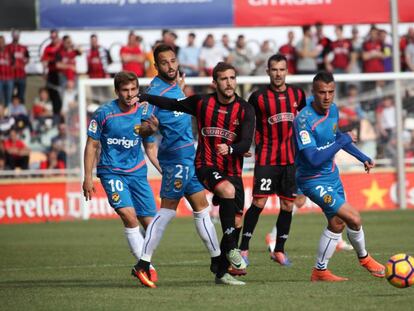 Moment del partit Reus-Nàstic de diumenge.