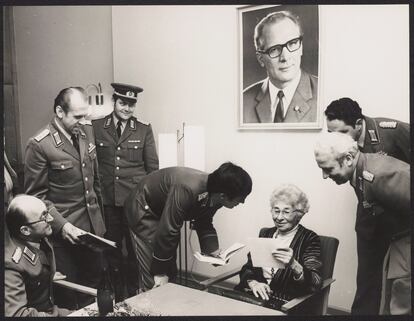 Kuczynski with Stasi officers at the GDR Ministry for State Security after her retirement.
