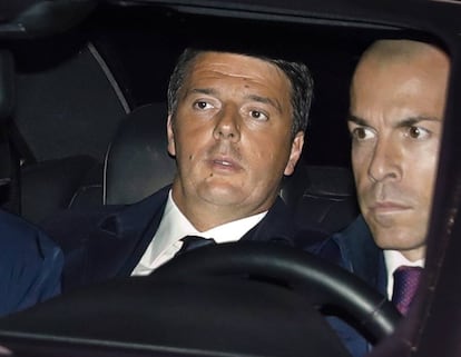 Matteo Renzi arriba al Palacio del Quirinal, a Roma.