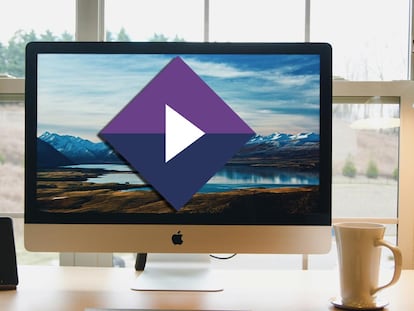 Logo de Stremio en la pantalla de un iMac