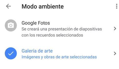 Modo ambiente de Chromecast.