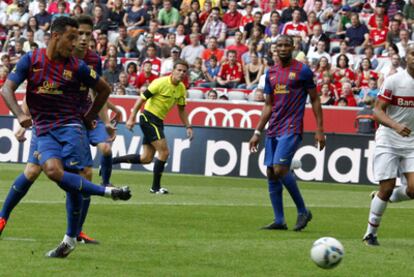 El canterano Thiago Alcantara durante el amistoso de pretemporada contra el Internacional de Portoalegre.