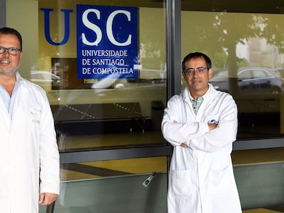 Federico Martinón y Antonio Salas, en las instalaciones del IDIS, en el Hospital Clínico de Santiago.