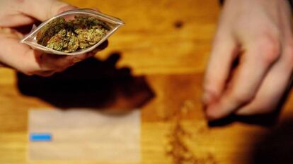 Un consumidor de cannabis en un 'coffee shop' en La Haya.