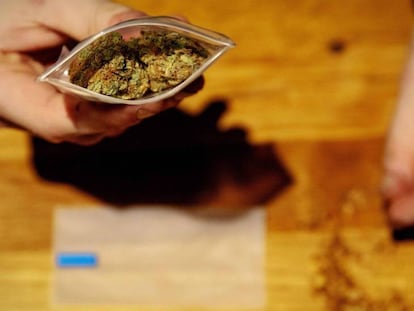 Un consumidor de cannabis en un 'coffee shop' en La Haya.