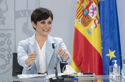 La ministra Portavoz, Isabel Rodríguez, en la rueda de prensa posterior al Consejo de Ministros del martes pasado.