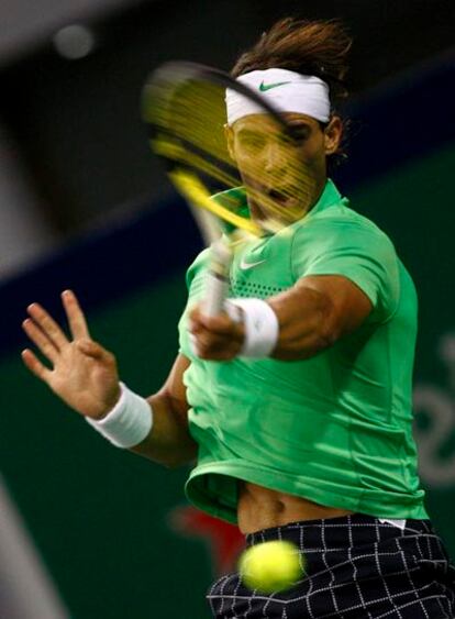 Rafael Nadal, durante su partido contra James Blake.